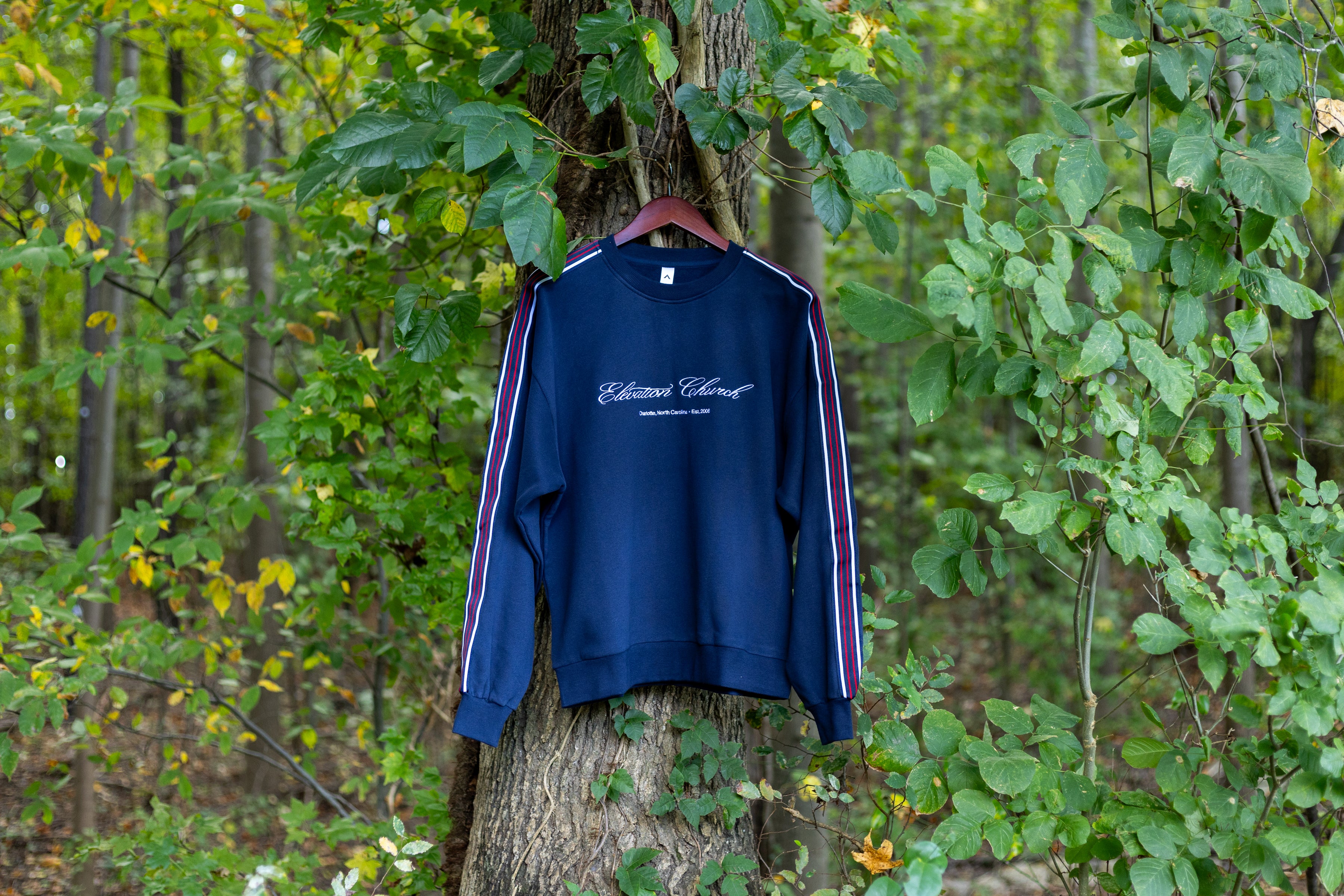 Navy Striped Elevation Crewneck